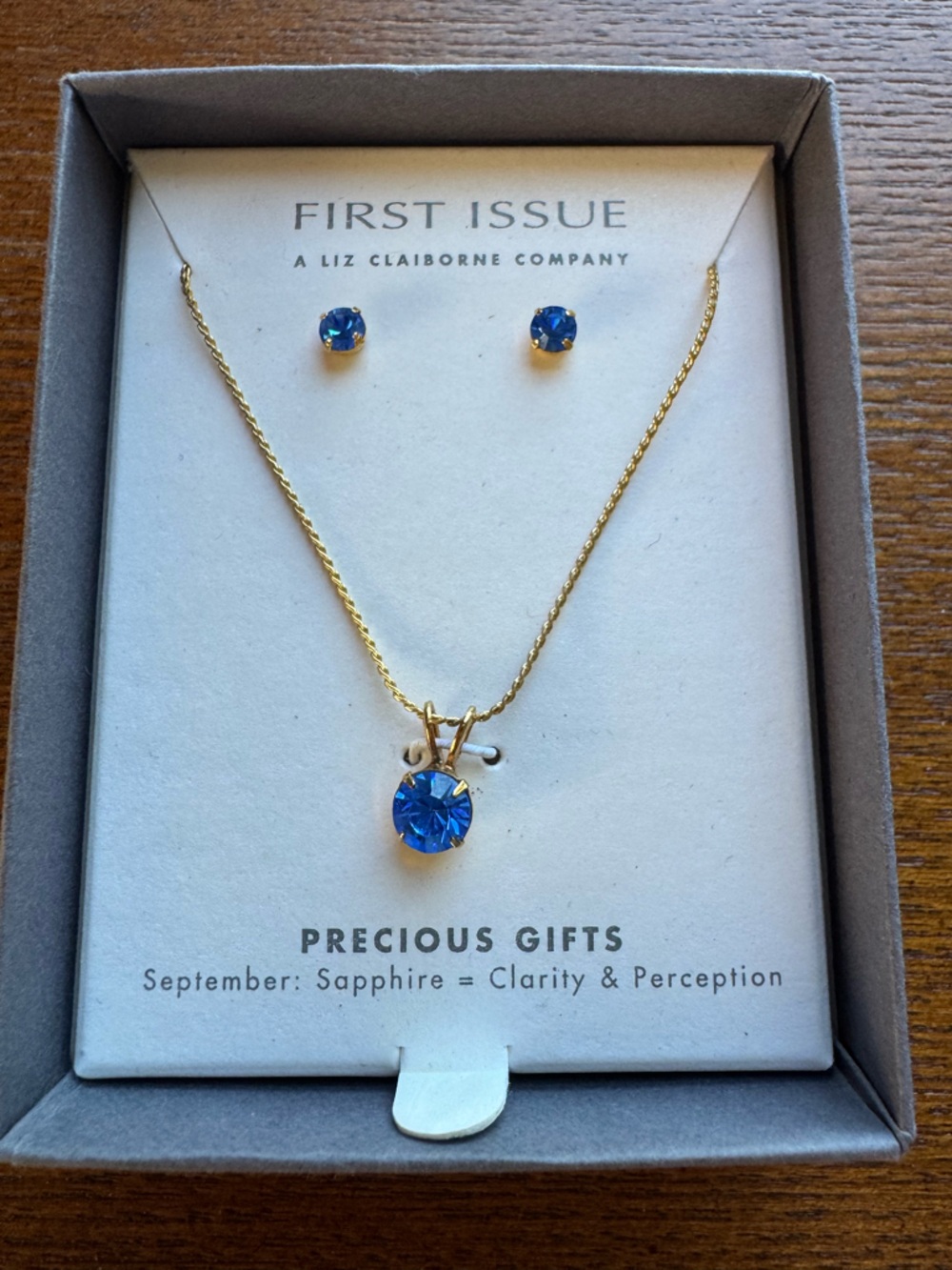 Liz Claiborne Company September /Sapphire Necklace & Earrings Set NIB